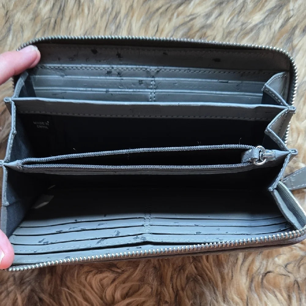Coach leather and python snake nickel buckle gray-taupe zip around wallet - Picture 3 of 5